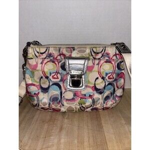 Coach Poppy Ikat Swingpack Crossbody/Multi Color Pink Green Blue